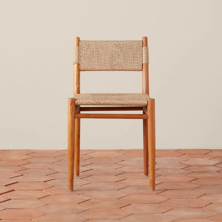 Indoor/Outdoor Teak and Cord Dining Chair