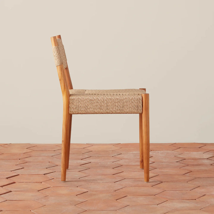 Indoor/Outdoor Teak and Cord Dining Chair