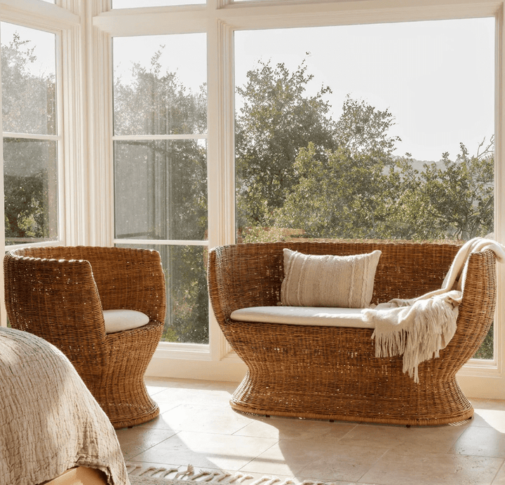 Woven Rattan Settee