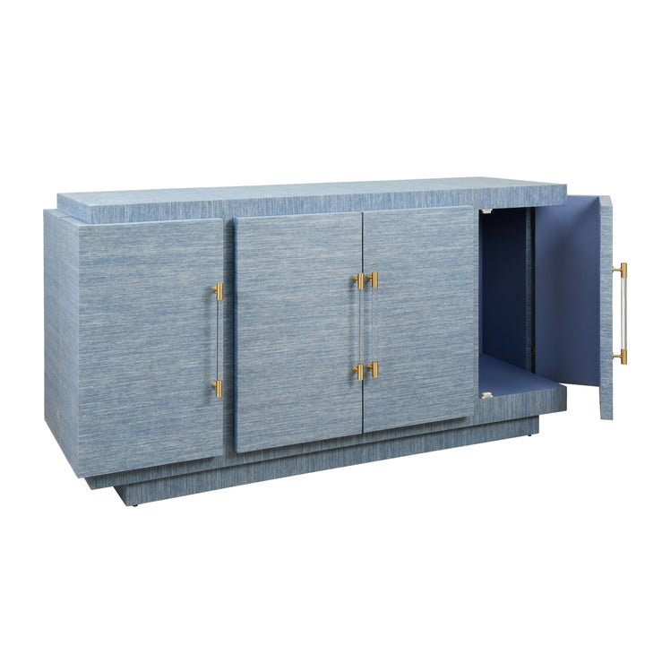 Steele Grasscloth Cabinet Blue