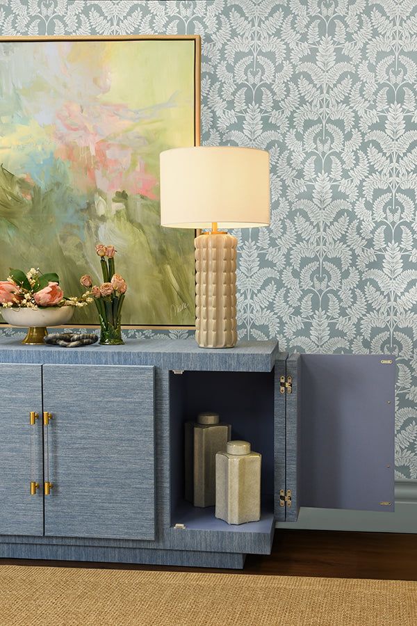 Steele Grasscloth Cabinet Blue