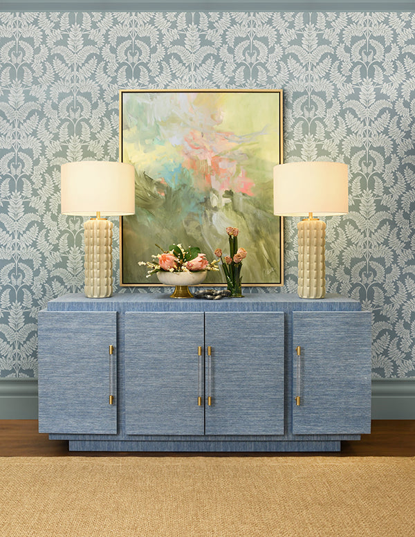 Steele Grasscloth Cabinet Blue