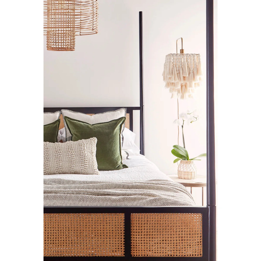 Cane Four Poster King Bed - Black