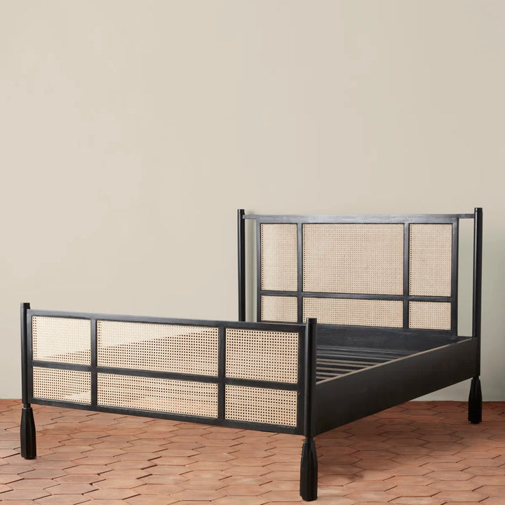 Cane Four Poster King Bed - Black