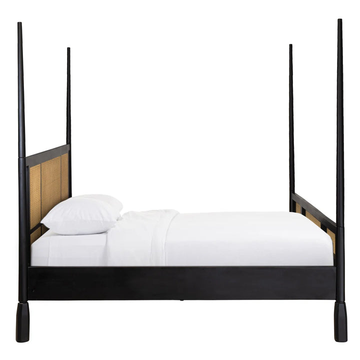 Cane Four Poster King Bed - Black