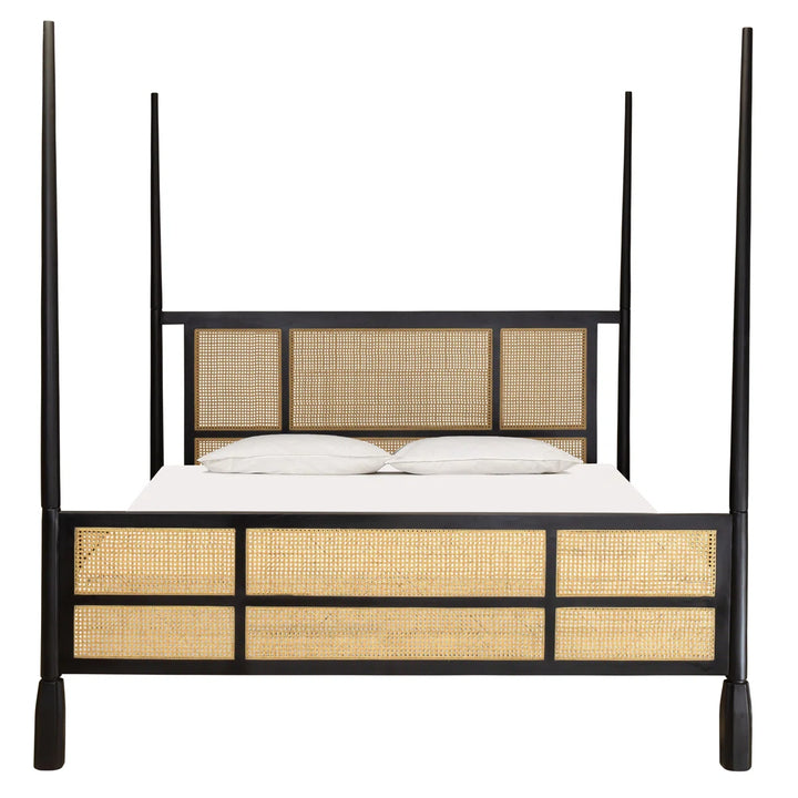 Cane Four Poster King Bed - Black
