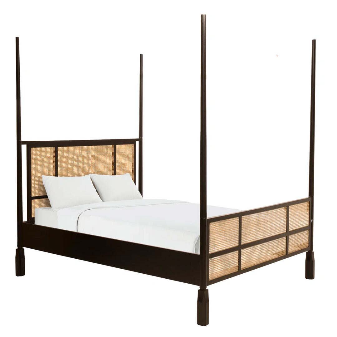 Cane Four Poster King Bed - Black