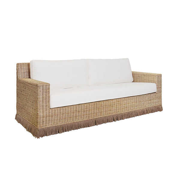 Tenny Rattan Sofa - White Linen