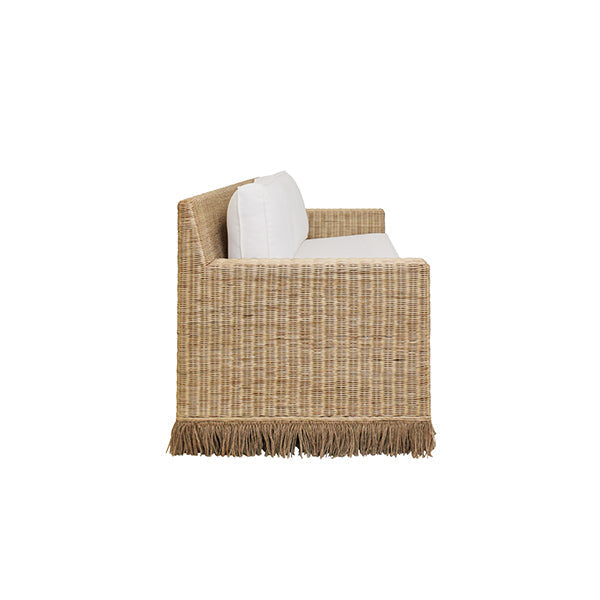 Tenny Rattan Sofa - White Linen