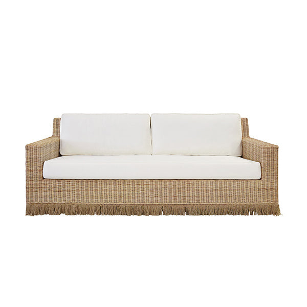 Tenny Rattan Sofa - White Linen