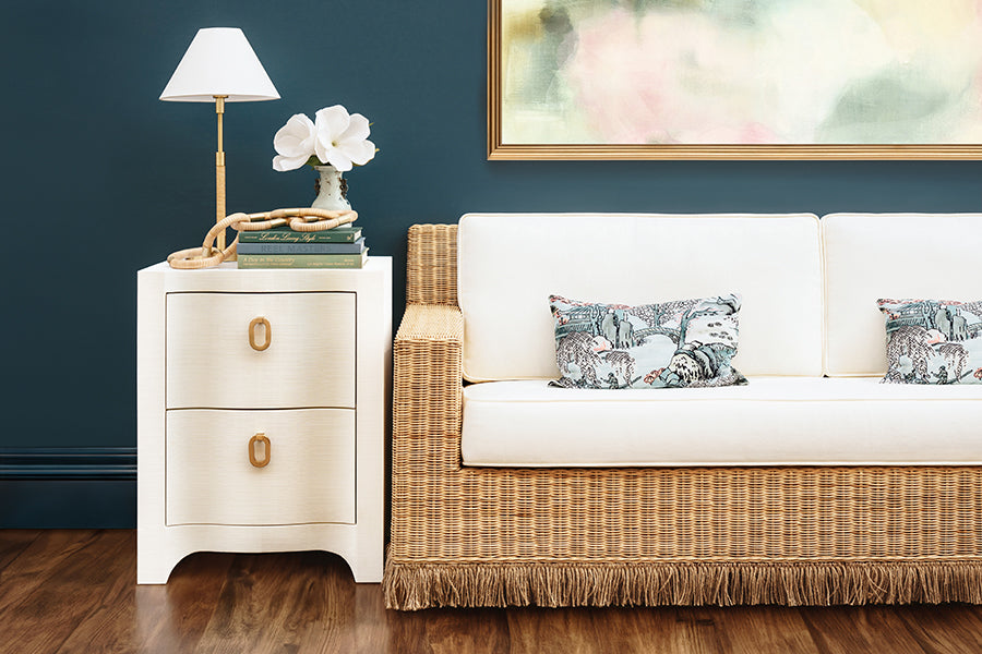 Tenny Rattan Sofa - White Linen
