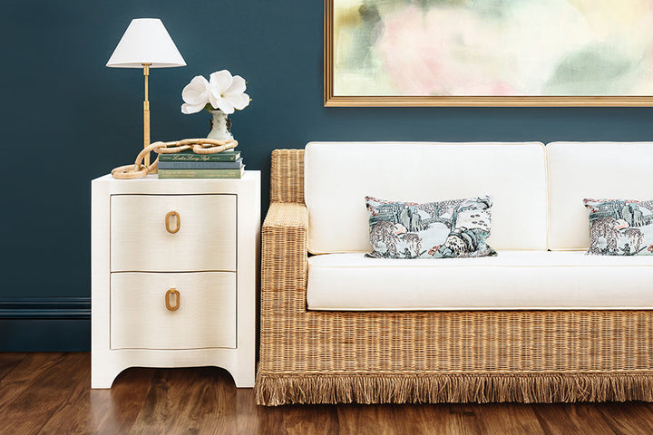 Tenny Rattan Sofa - White Linen