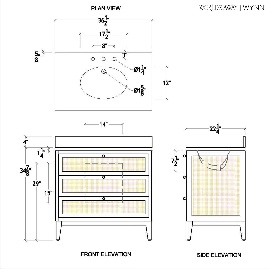 Wynn Bath Vanity 36.5" Cerused Oak