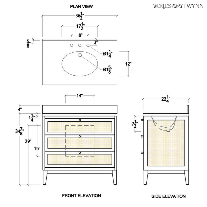 Wynn Bath Vanity 36.5" Cerused Oak