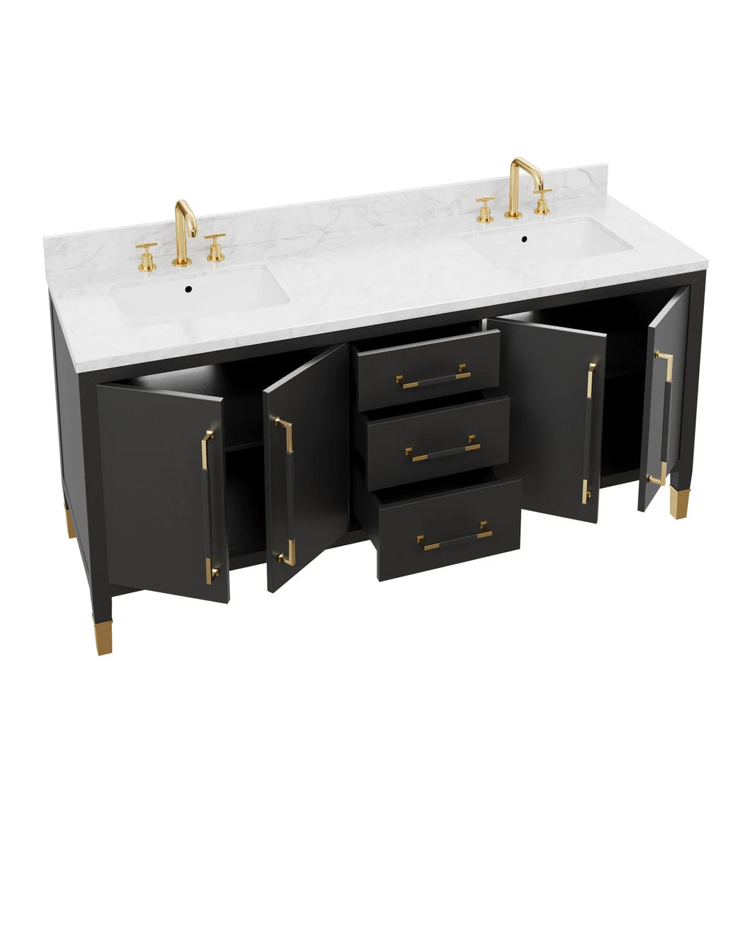 Verona 72" Black Vanity with Rectangular Undermount Sink