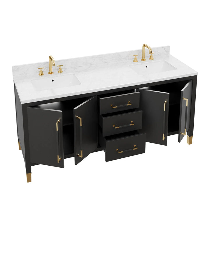 Verona 72" Black Vanity with Rectangular Undermount Sink