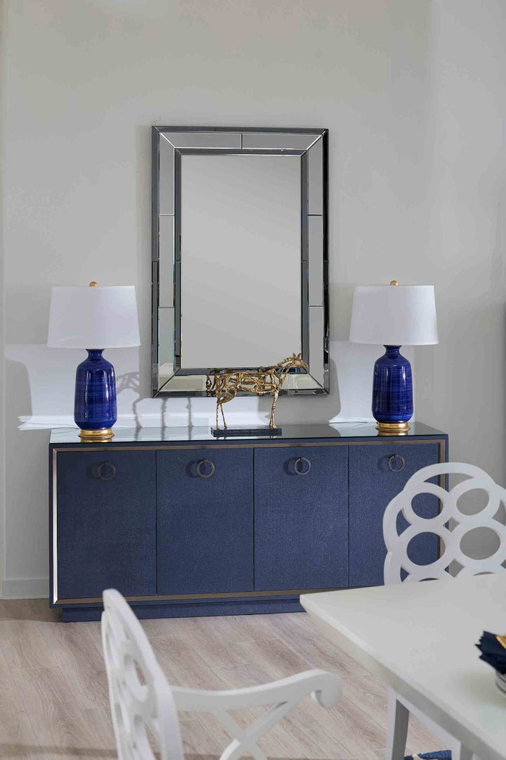 Ansel 4-Door Cabinet - Blue Steel