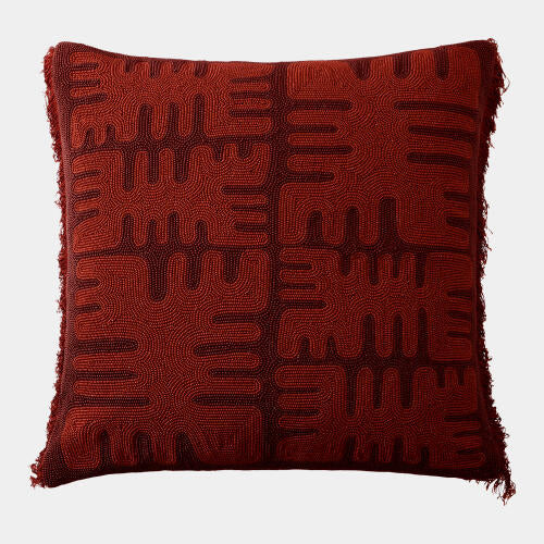Duafe Beaded Pillow Rust