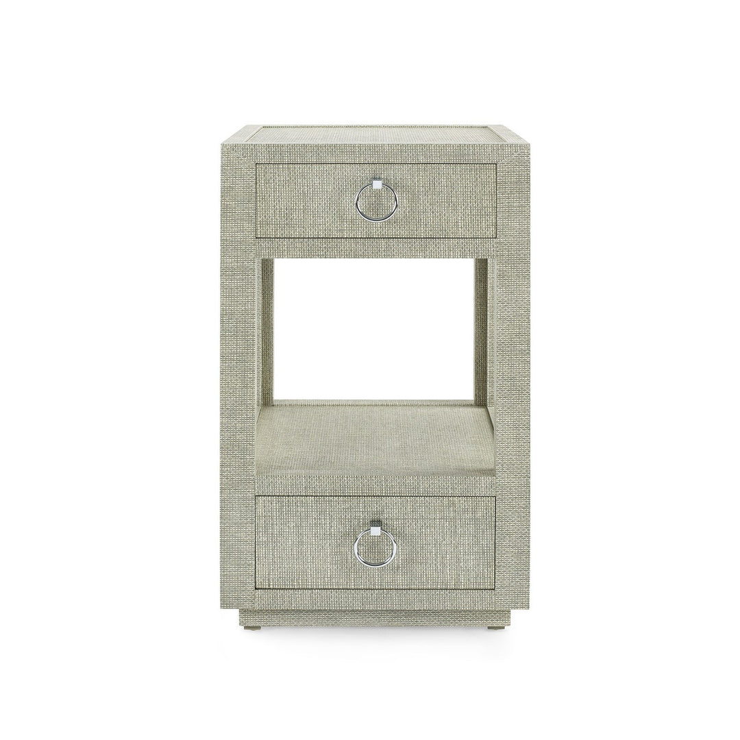 Camilla 2-Drawer Side Table Moss Gray Tweed