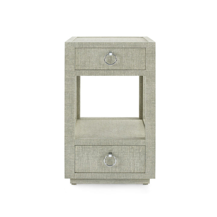 Camilla 2-Drawer Side Table Moss Gray Tweed