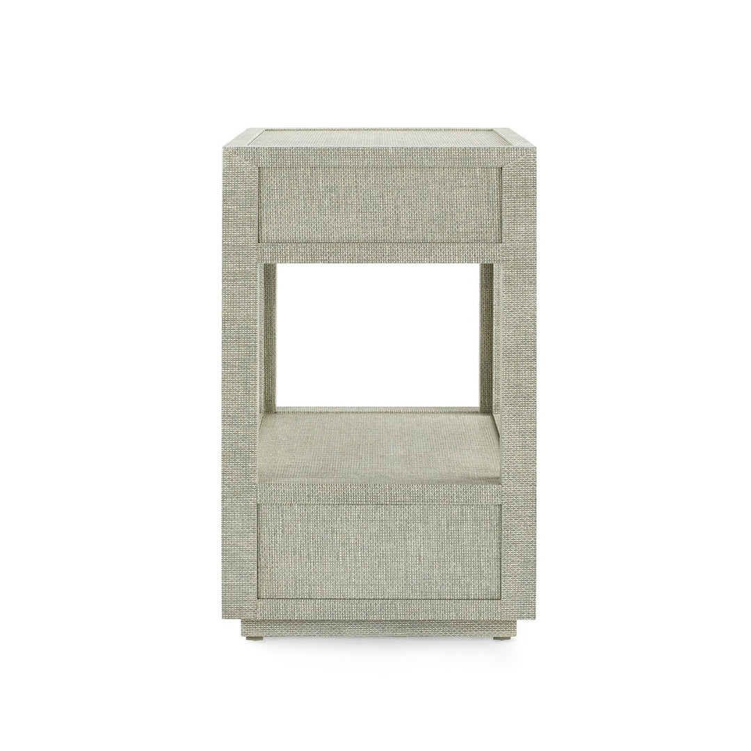 Camilla 2-Drawer Side Table Moss Gray Tweed