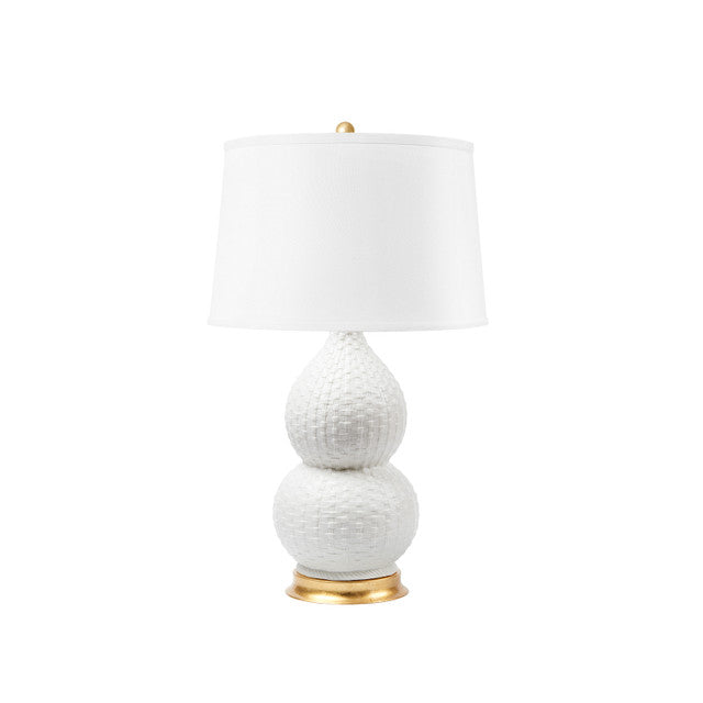 Charlotte Lamp with Shade 16-inch White Linen with Gold Blanc de Chine