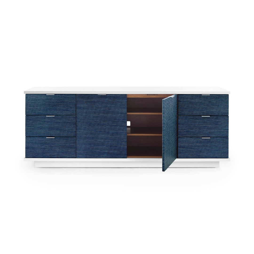 Cosmopolitan 6-Drawer &amp; 2-Door Cabinet - Navy Blue Pencil Stripe