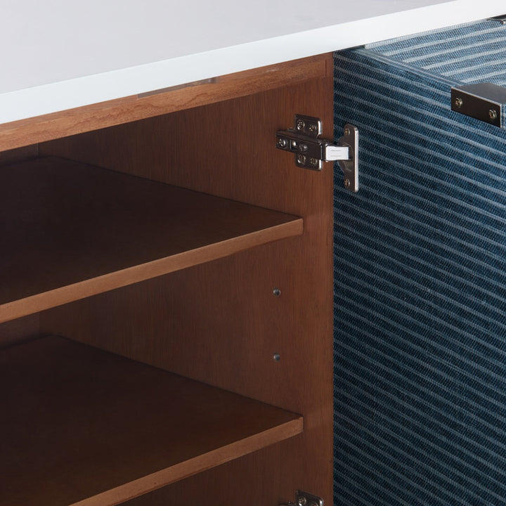 Cosmopolitan 6-Drawer &amp; 2-Door Cabinet - Navy Blue Pencil Stripe