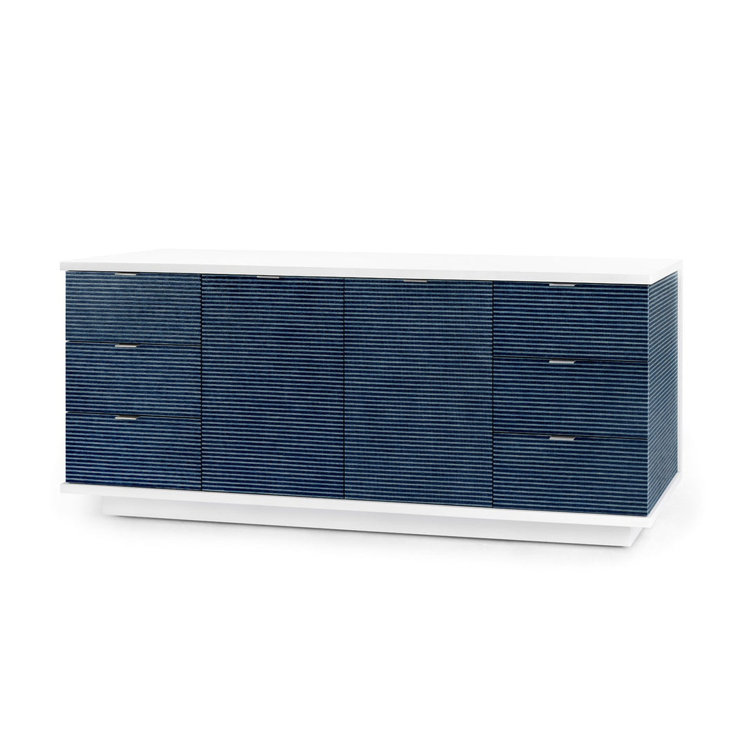 Cosmopolitan 6-Drawer &amp; 2-Door Cabinet - Navy Blue Pencil Stripe