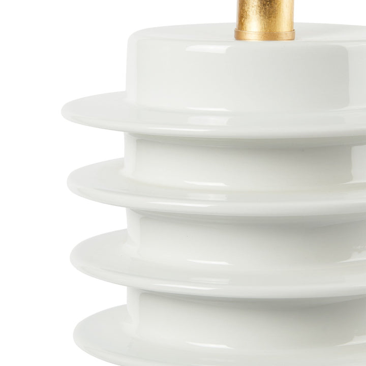 Elektra Lamp with Shade 17-inch White Linen, with Gold, Cool White