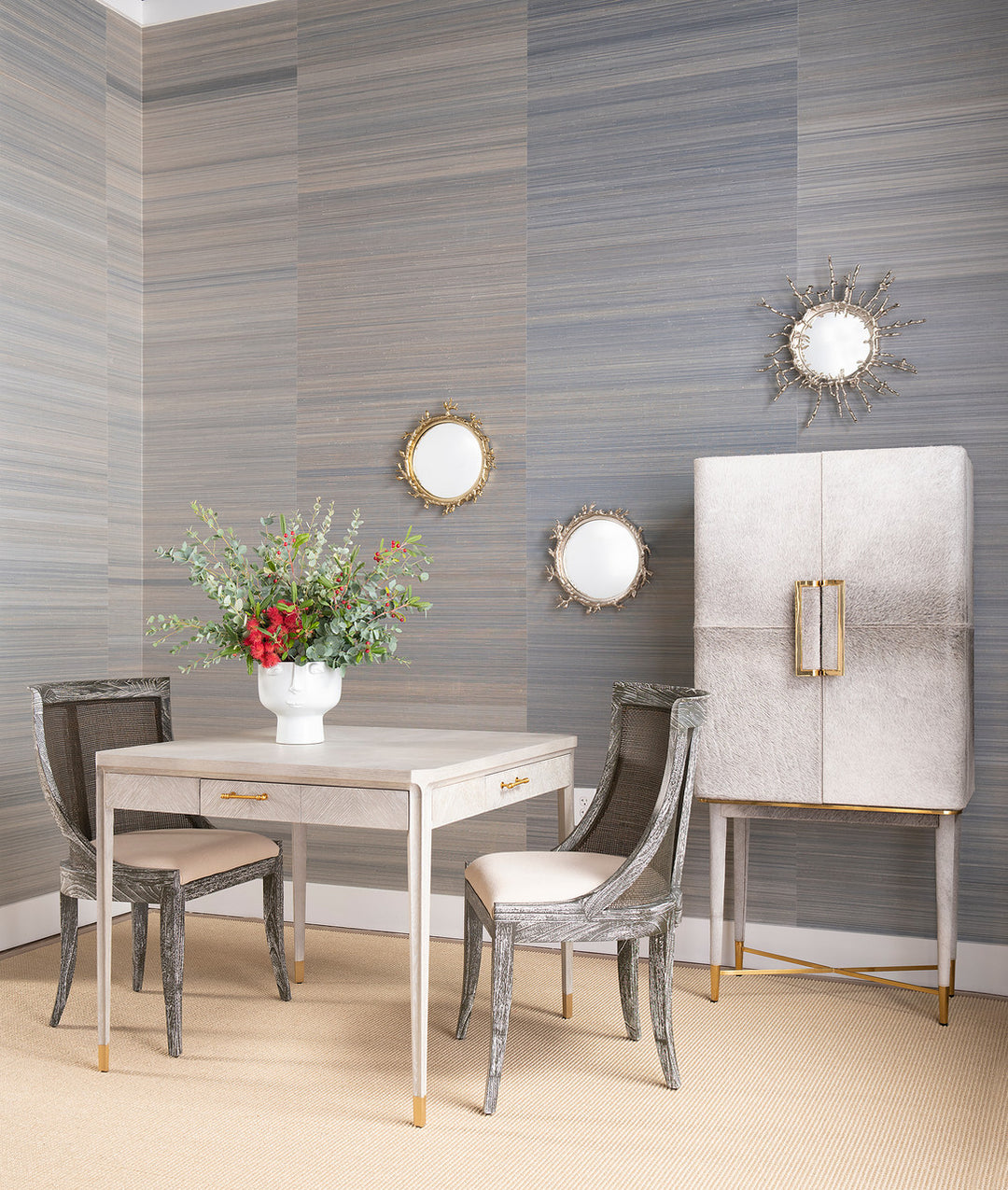 Florian Tall Bar Cabinet - Gray