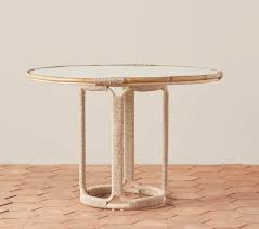 Rattan and Glass Top Dining Table