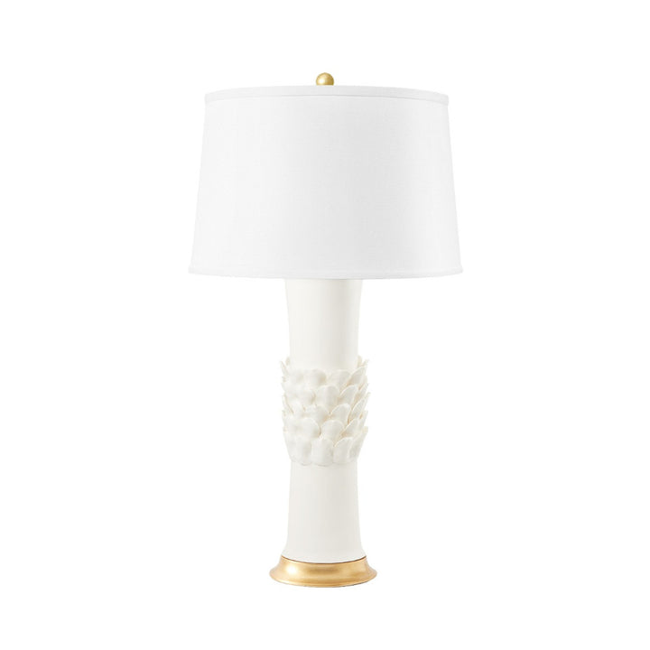 Jasmine Lamp with Shade 17-inch White Linen with Gold Blanc de Chine