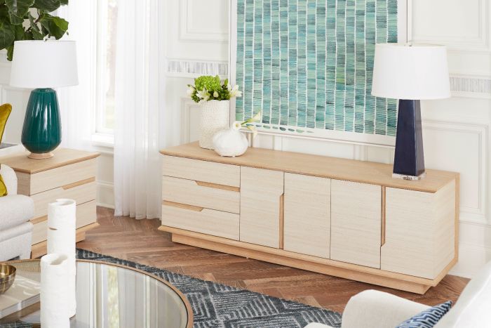 Simon 3-Drawer &amp; 4-Door Cabinet -  Light Natural Shimmer