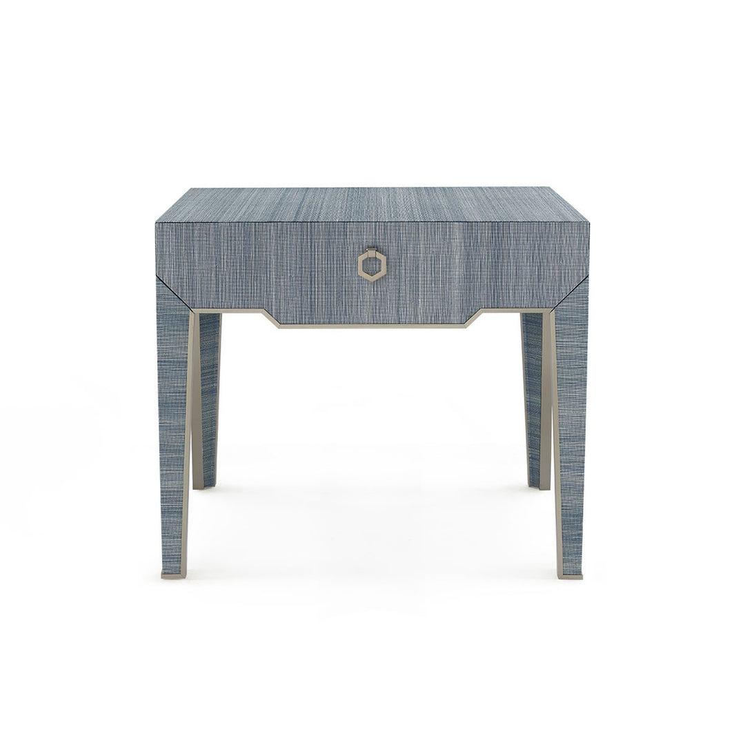 Madeline 1-Drawer Side Table Blue Shimmer