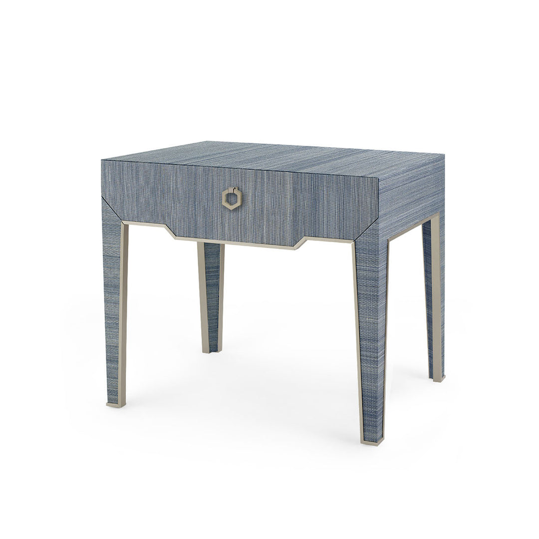 Madeline 1-Drawer Side Table Blue Shimmer