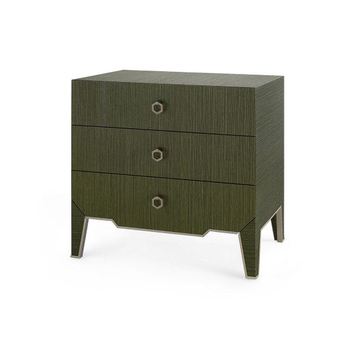 Madeline 3-Drawer Side Table  Deep Olive
