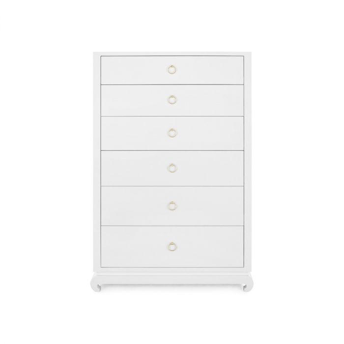 Ming Tall 6-Drawer Dresser - Chiffon White
