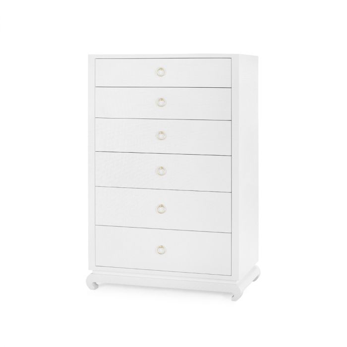 Ming Tall 6-Drawer Dresser - Chiffon White