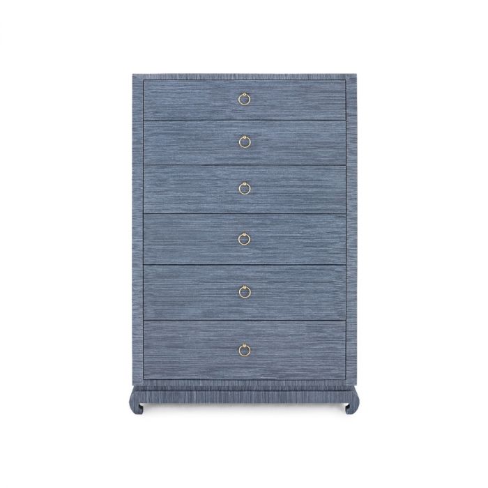 Ming Tall 6-Drawer Dresser - Navy Blue