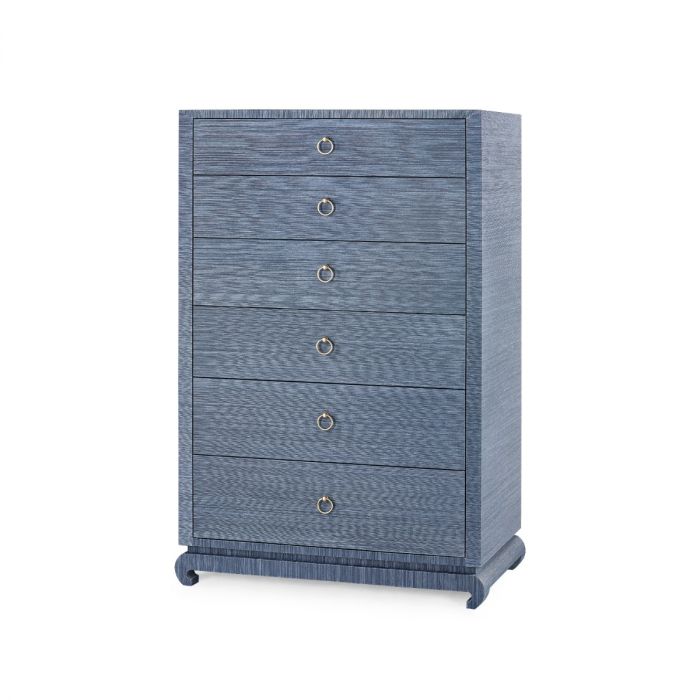 Ming Tall 6-Drawer Dresser - Navy Blue