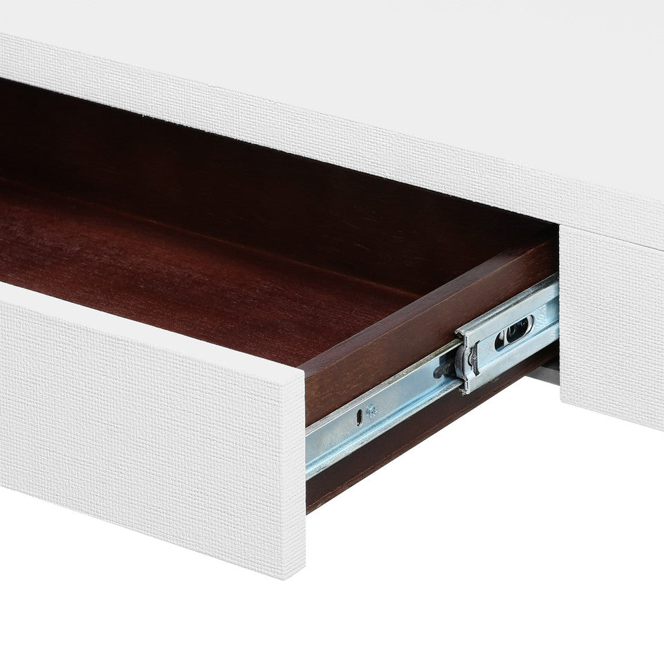 Morgan Grasscloth Console Table - Chiffon White