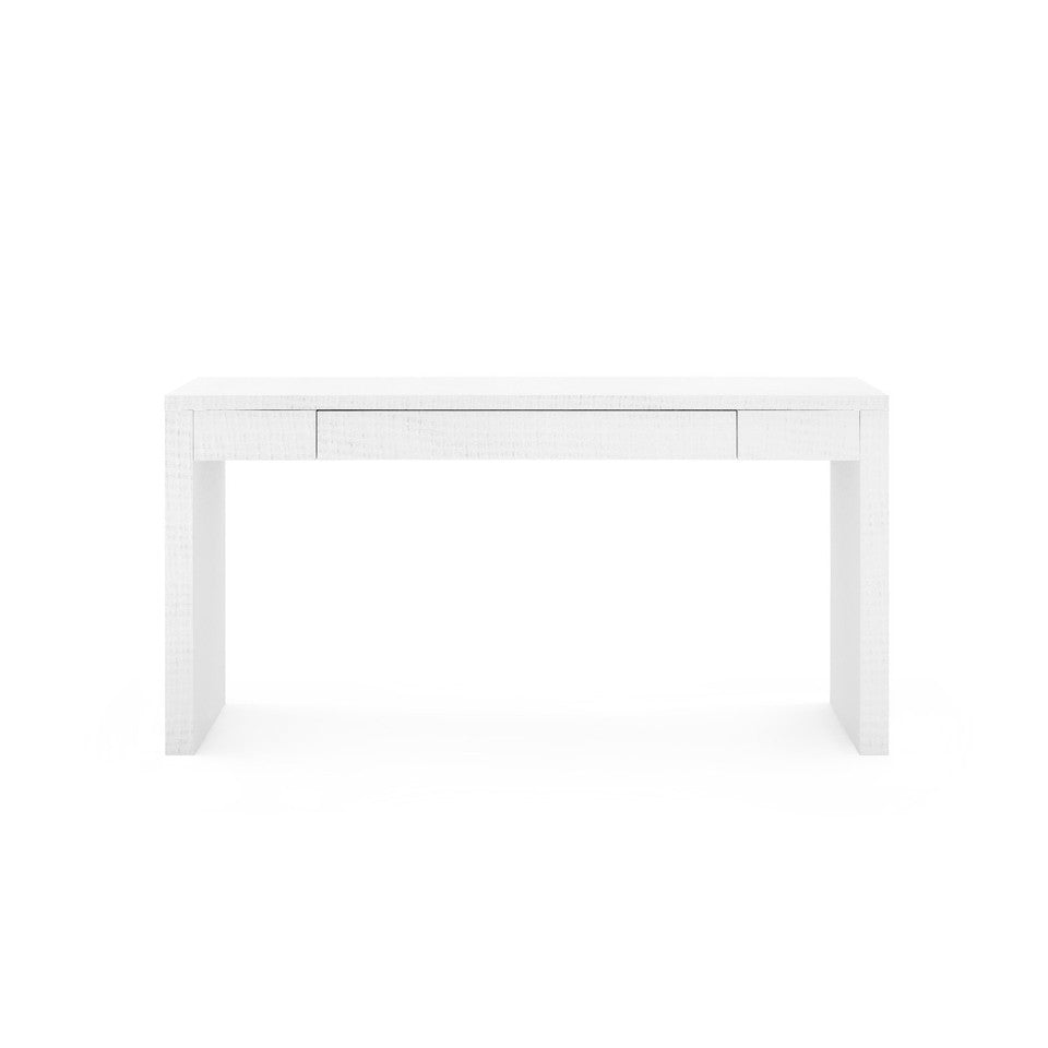 Morgan Large Grasscloth Console Table - Chiffon White