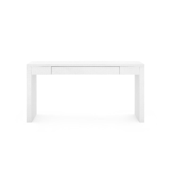 Morgan Large Grasscloth Console Table - Chiffon White