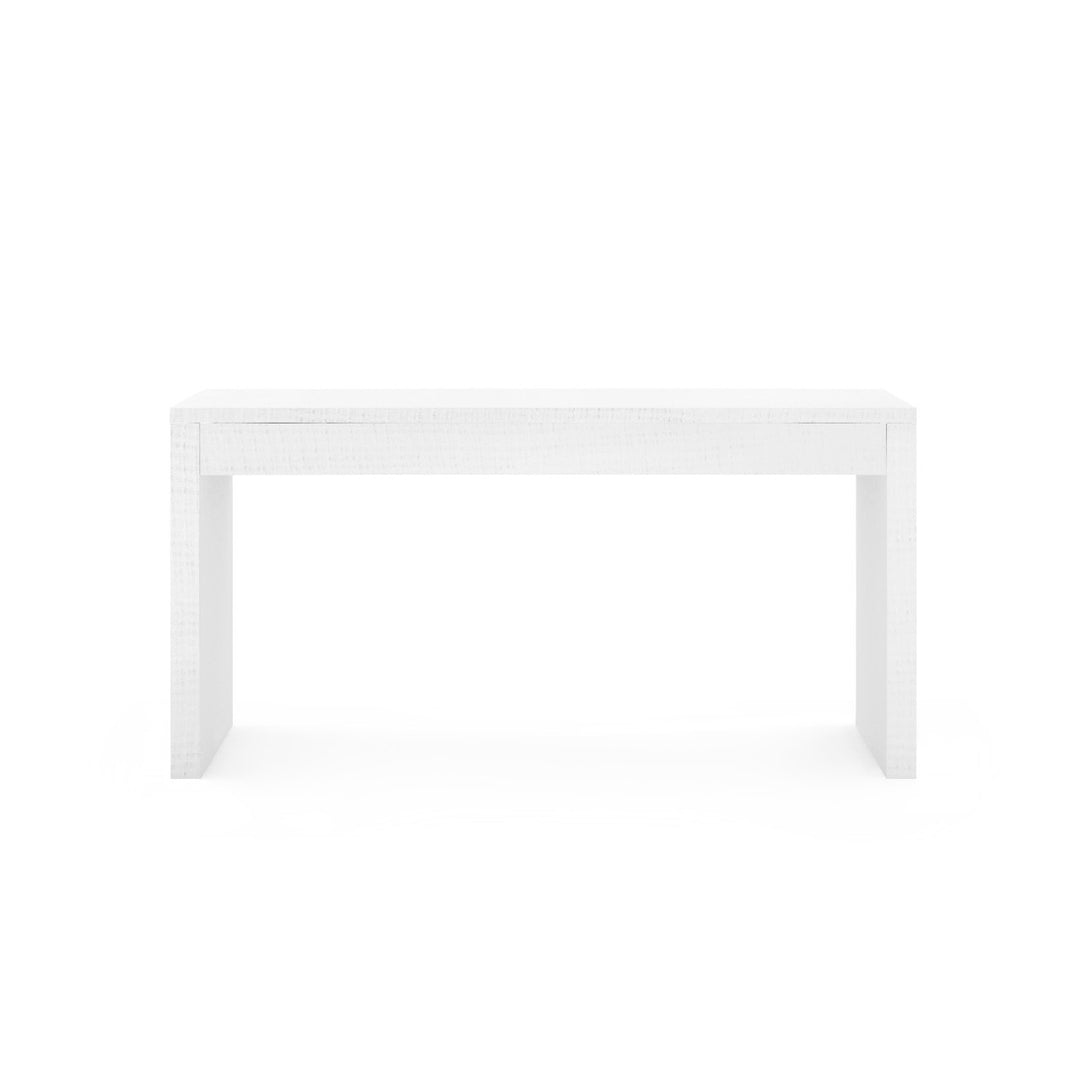 Morgan Large Grasscloth Console Table - Chiffon White