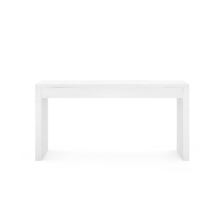 Morgan Large Grasscloth Console Table - Chiffon White