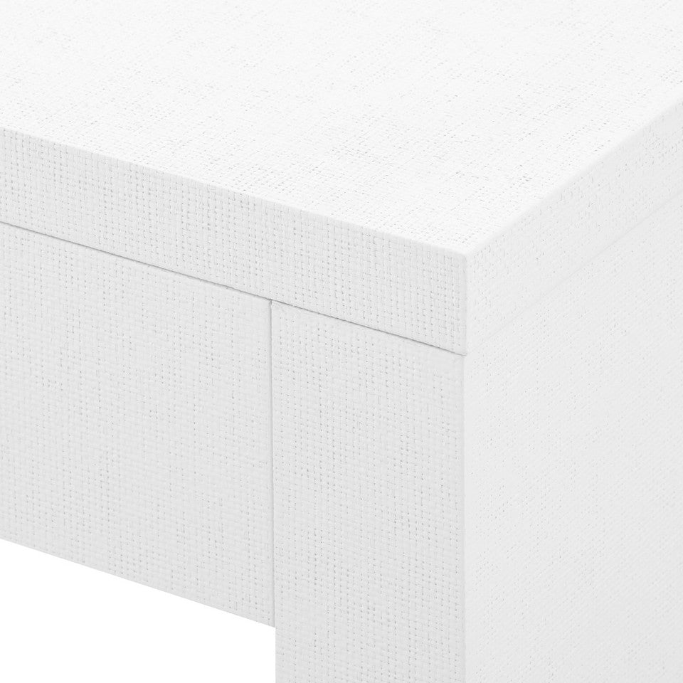 Morgan Large Grasscloth Console Table - Chiffon White