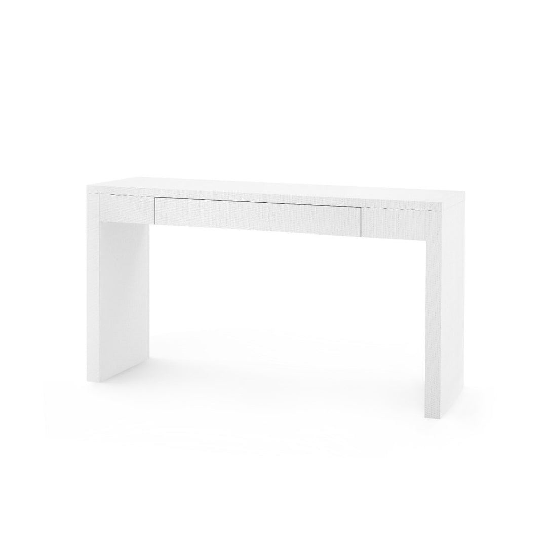 Morgan Large Grasscloth Console Table - Chiffon White