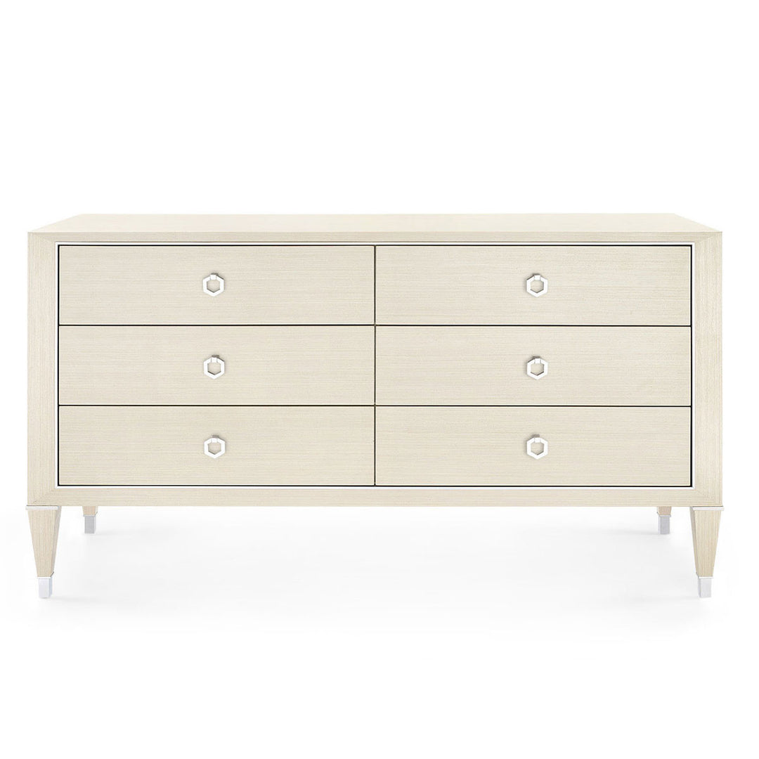 Morris Extra Large 6-Drawer Dresser Taupe Gray and Nickel