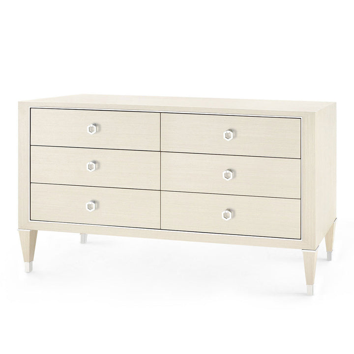 Morris Extra Large 6-Drawer Dresser Taupe Gray and Nickel